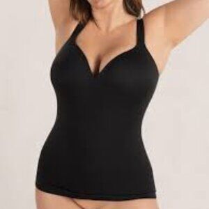 NWT Shapermint Essentials Sweetheart Built-In Bra Shaper Cami in Black - Size XL